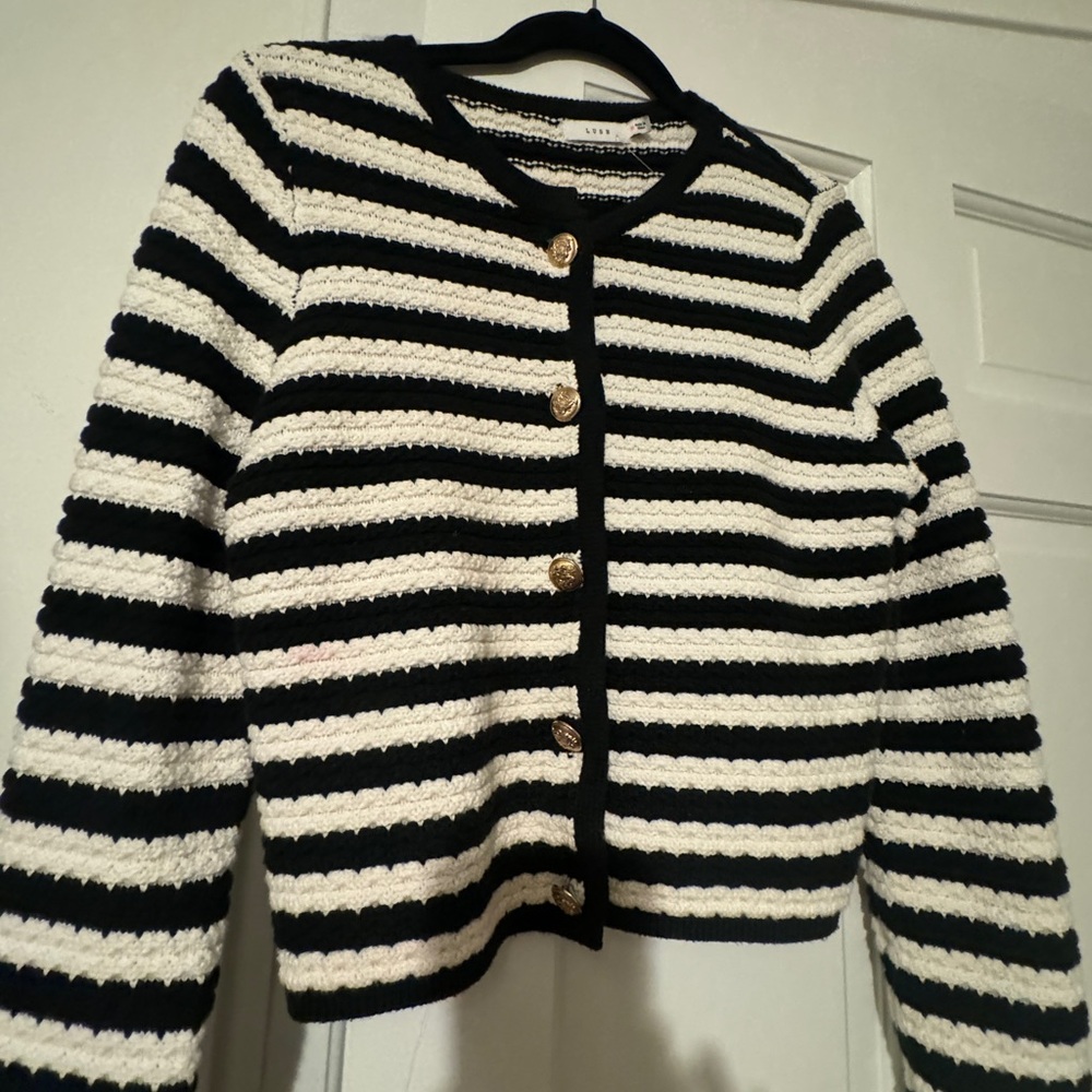 Lush Black and White Striped Sweater